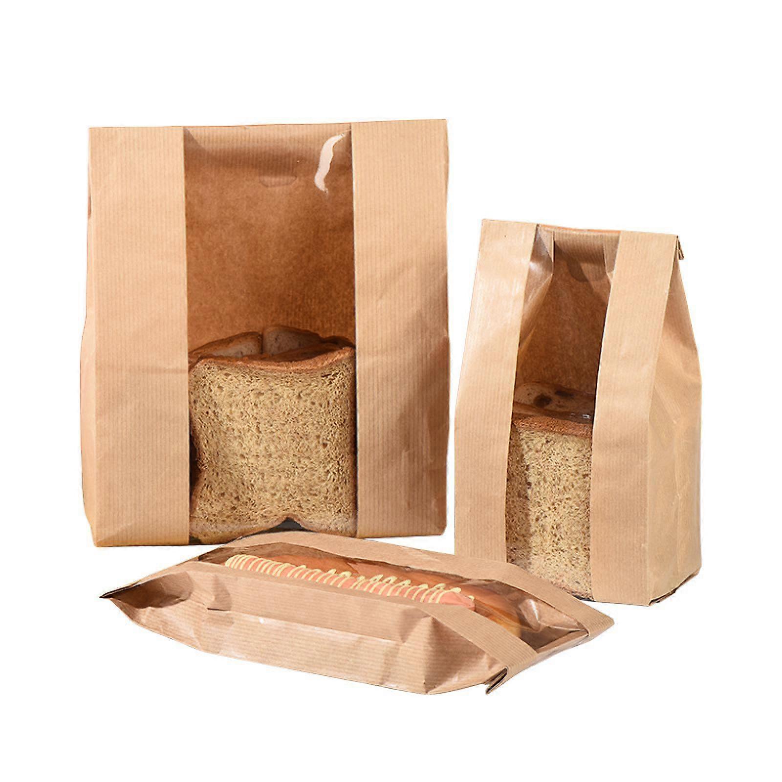 50 stk brødposer til hjemmebagt brød, surdejspapirbrødposer med vindue, 50% tykkere Store bageriposer, der bruges til opbevaring af brødkager og snacks