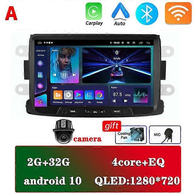 Android 11 QLED Autoradio Pour Renault Dacia Sandero Duster Captur Lada Xray 2 Logan Navigation GPS CarPlay Auto Multimedia Playe