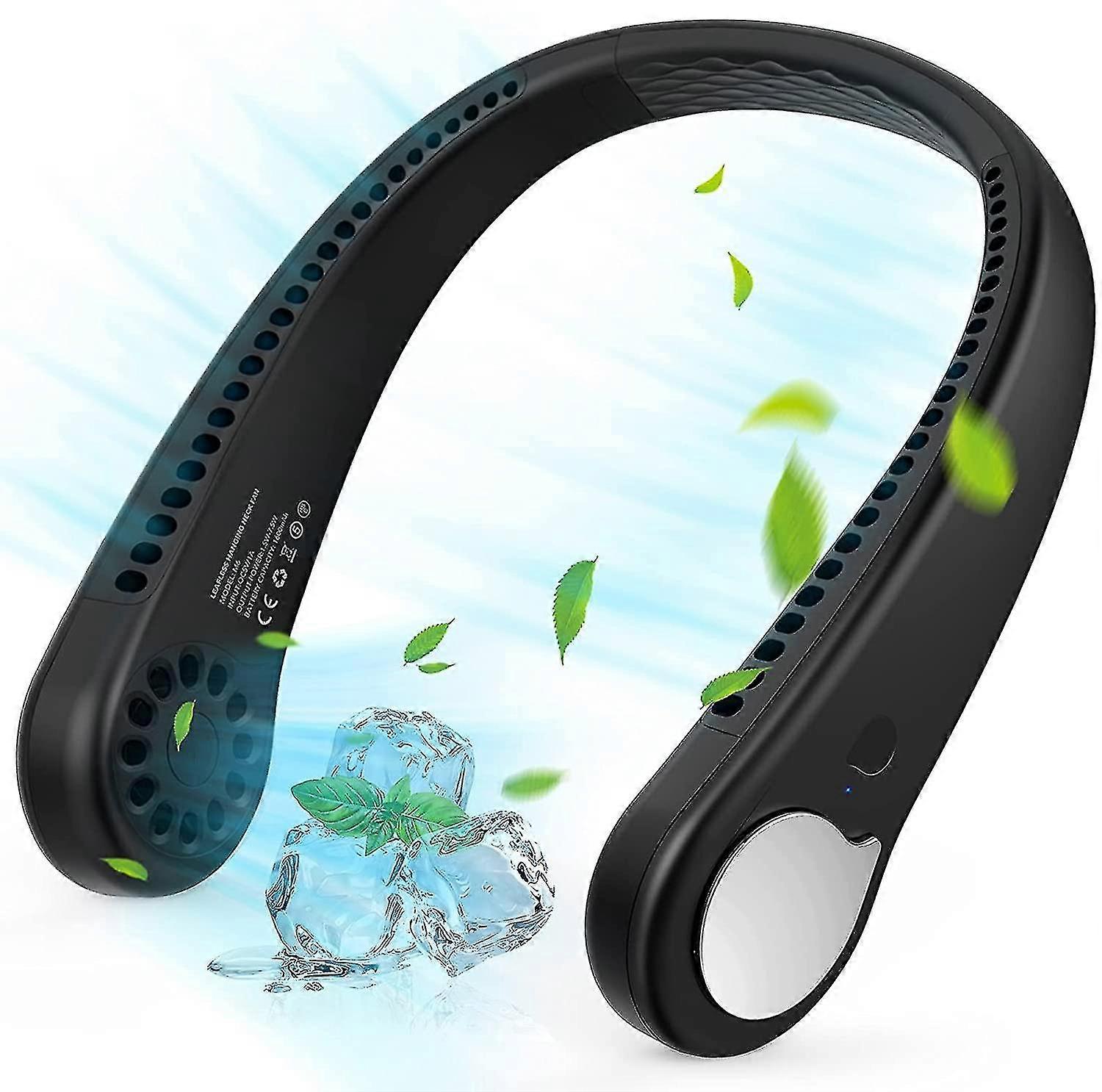 Φορητός ανεμιστήρας λαιμών, wearable προσωπικός ανεμιστήρας, leafless, επαναφορτιζόμενος