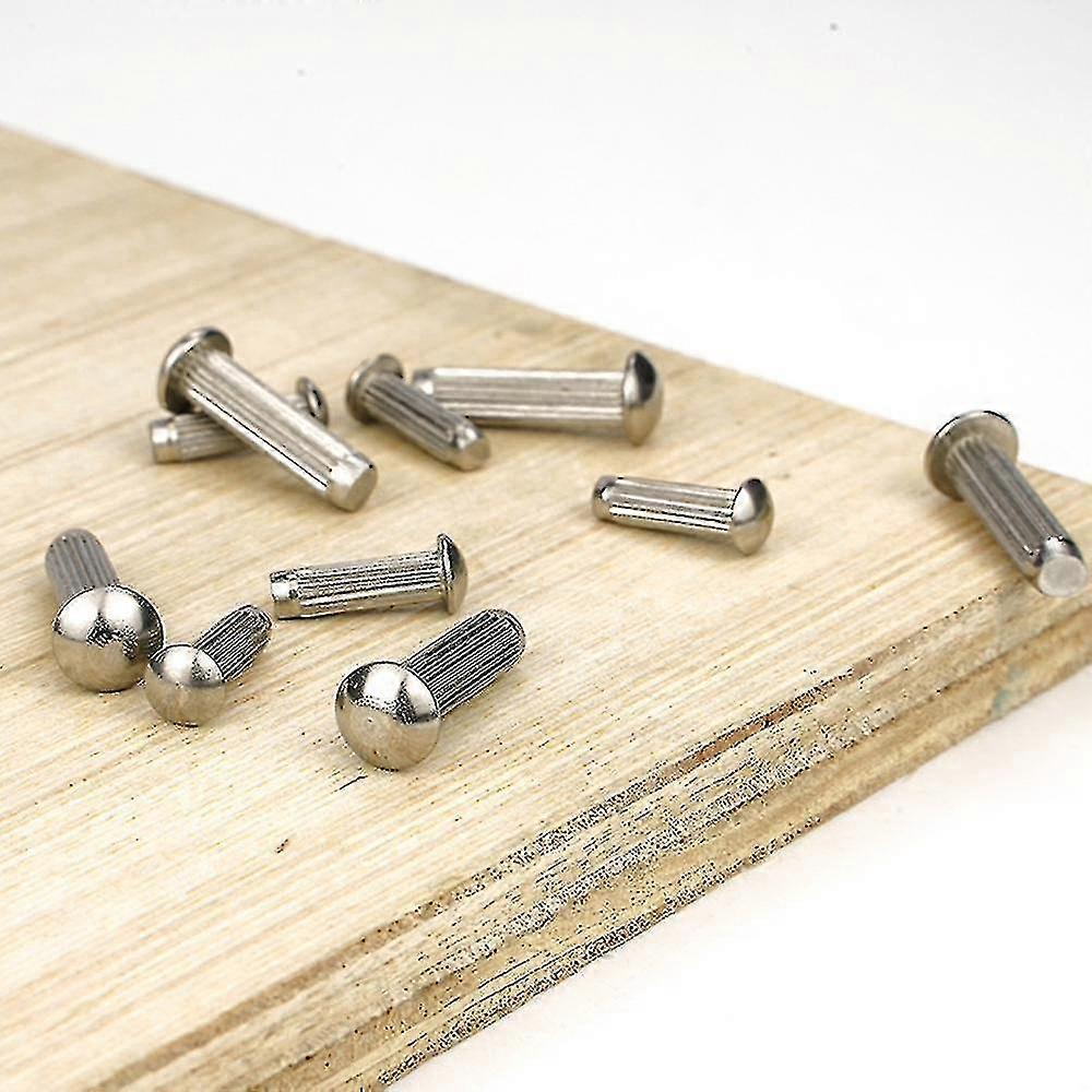 250pcs Solid Rivets Set Stainless Steel Knurled Rivets Iron Half Round ...