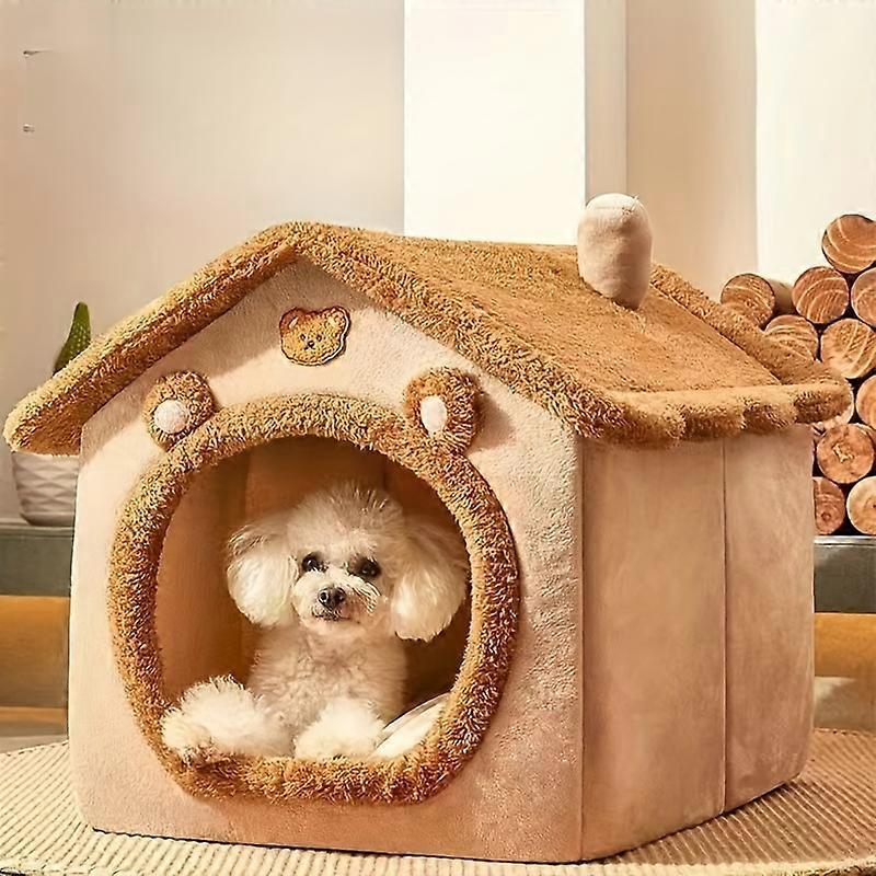 1pc Ultimate Cozy Pet House Bed - Refugio ultra cómodo para gatos y perros pequeños - Forro polar cálido de primera calidad, uso para todas las estaciones, fácil de lavar con tapete de desmontaje rápido
