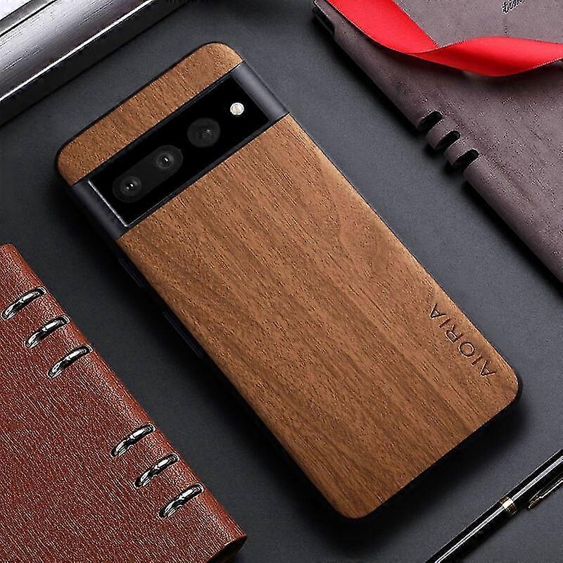 Wood Pattern Case for Google Pixel 7 Pro - Pu Leather+ Soft Tpu Bumper Protective Cover