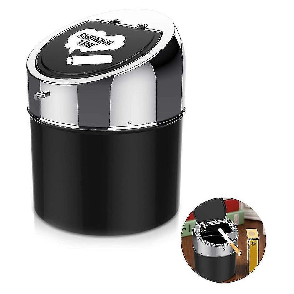 Piao Smokeless Metal Steel Ashtrays For Cigarettes With Covered Push Lid Portable Windproof Ash Tray Bucket Big Small Set For Home Tabletop,patio,sand