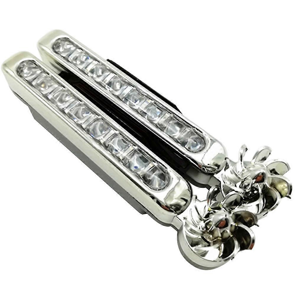 2pcs Universal Car Wind Power Daytime Running Light 8-LED Auto Exterior Lamp (White Light)