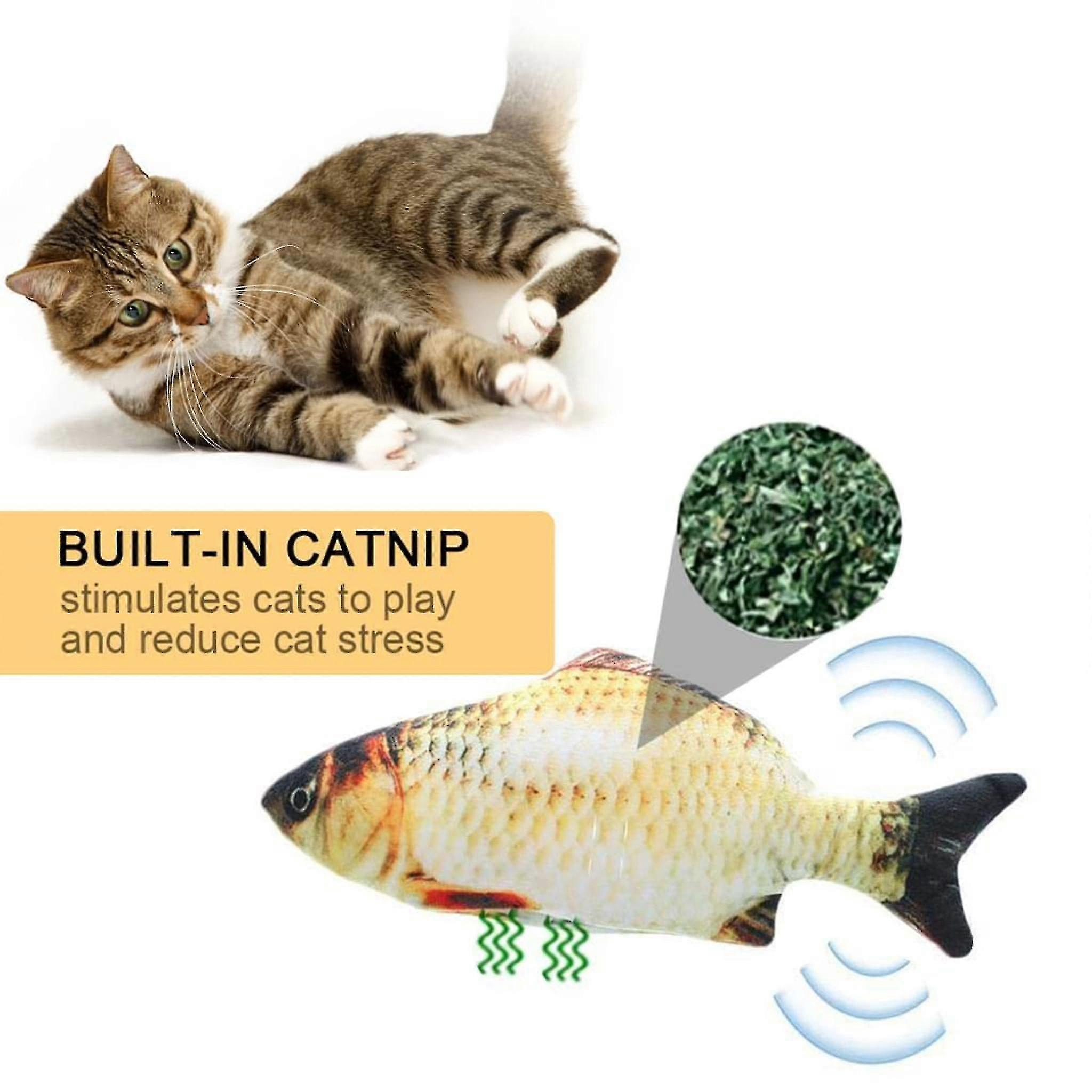 Cat Toy Fish, Catnip Electric Doll Fish, Usb Charging Simulation Electric Toy Fish, Interactive Pet Toy (Yellow Grass Carp)