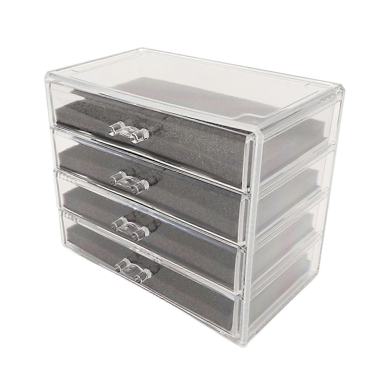 Transparent Acrylic Jewelry Organizer with Four Layers for Dressing Table Desk
