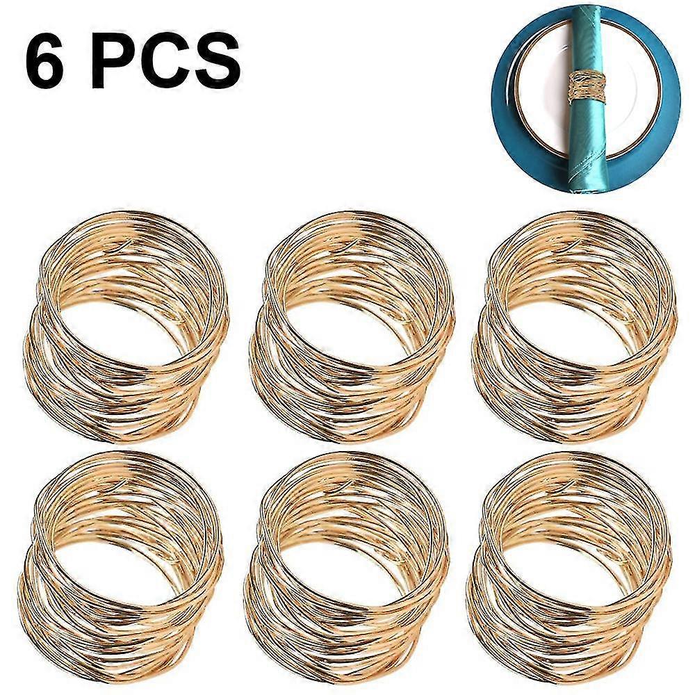 Fatto a mano Round Mesh Tovaglioli Anelli Holder, table Parties, 6pcs, oro