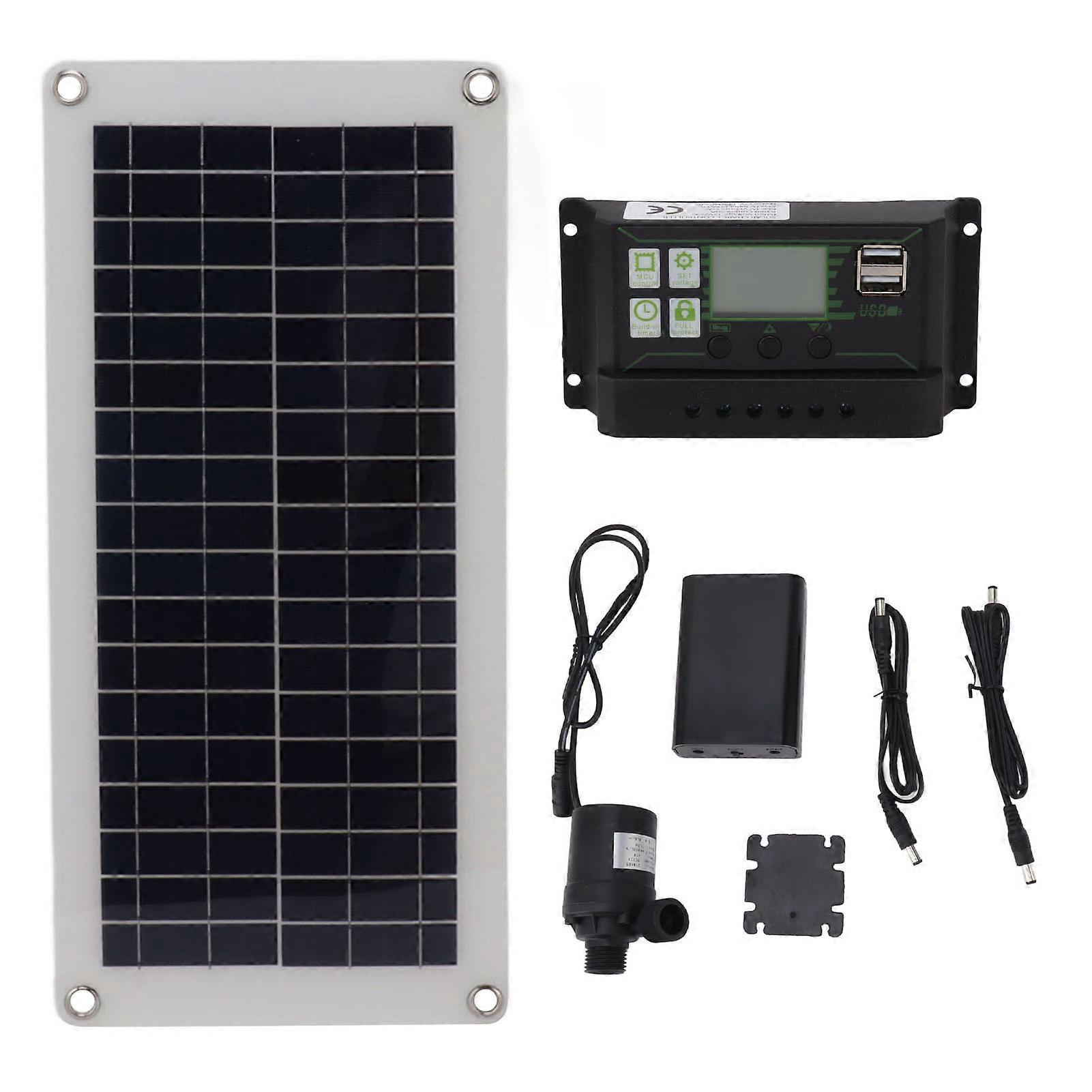 Solar Panel Kit Polycrystalline 100A Controller 10W 18V Solar Charging Panel with Battery Box Pump for Car Camping