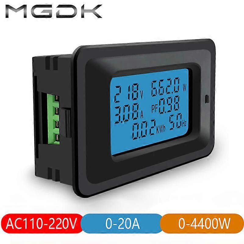 AC220V/20A 4.4KW Digital AC Voltmeter Ammeter Current Voltage Meter Power Energy Amps Volt wattmeter tester detector
