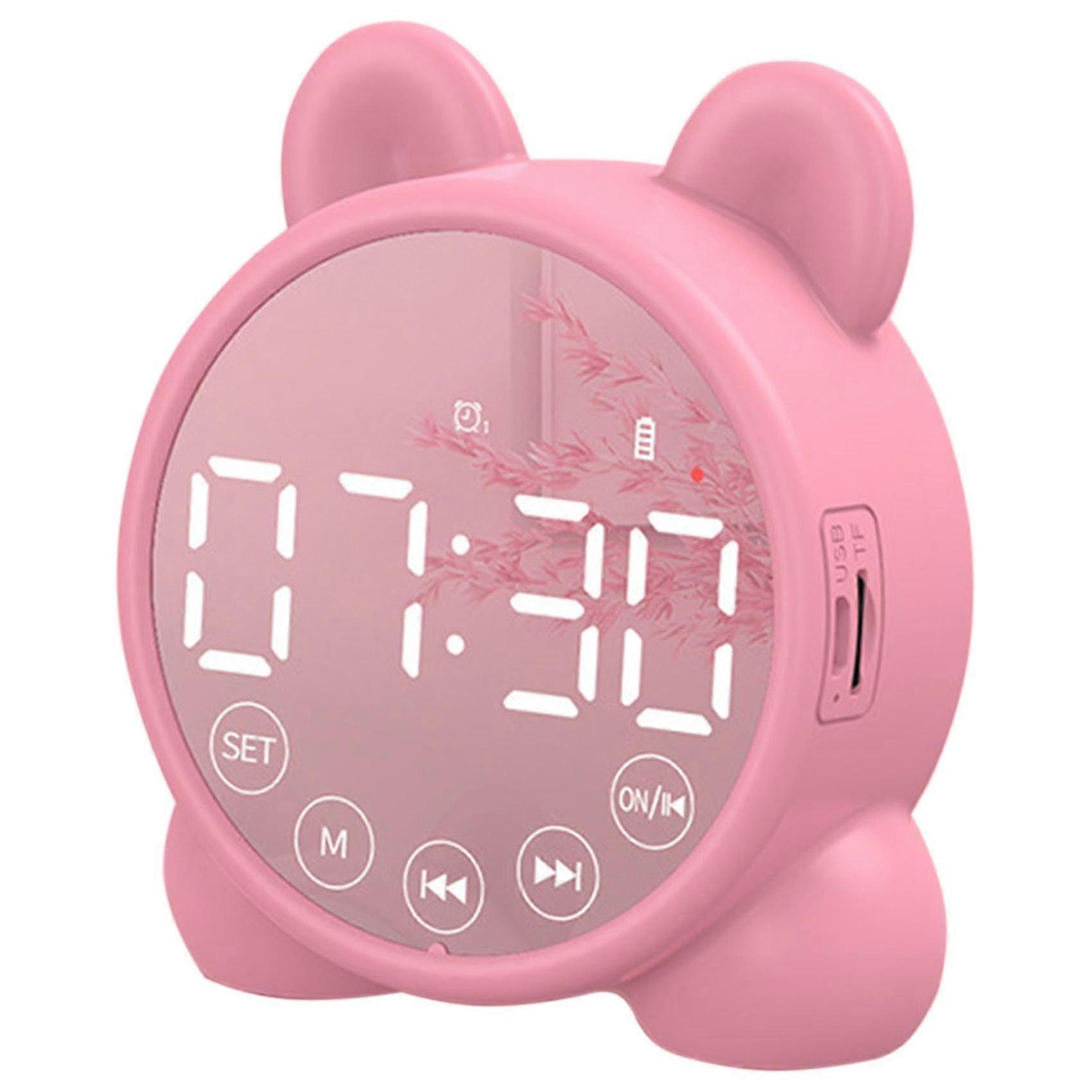 Kids Alarm Clock Bluetooth Speaker Bedside Alarm Clock,pink