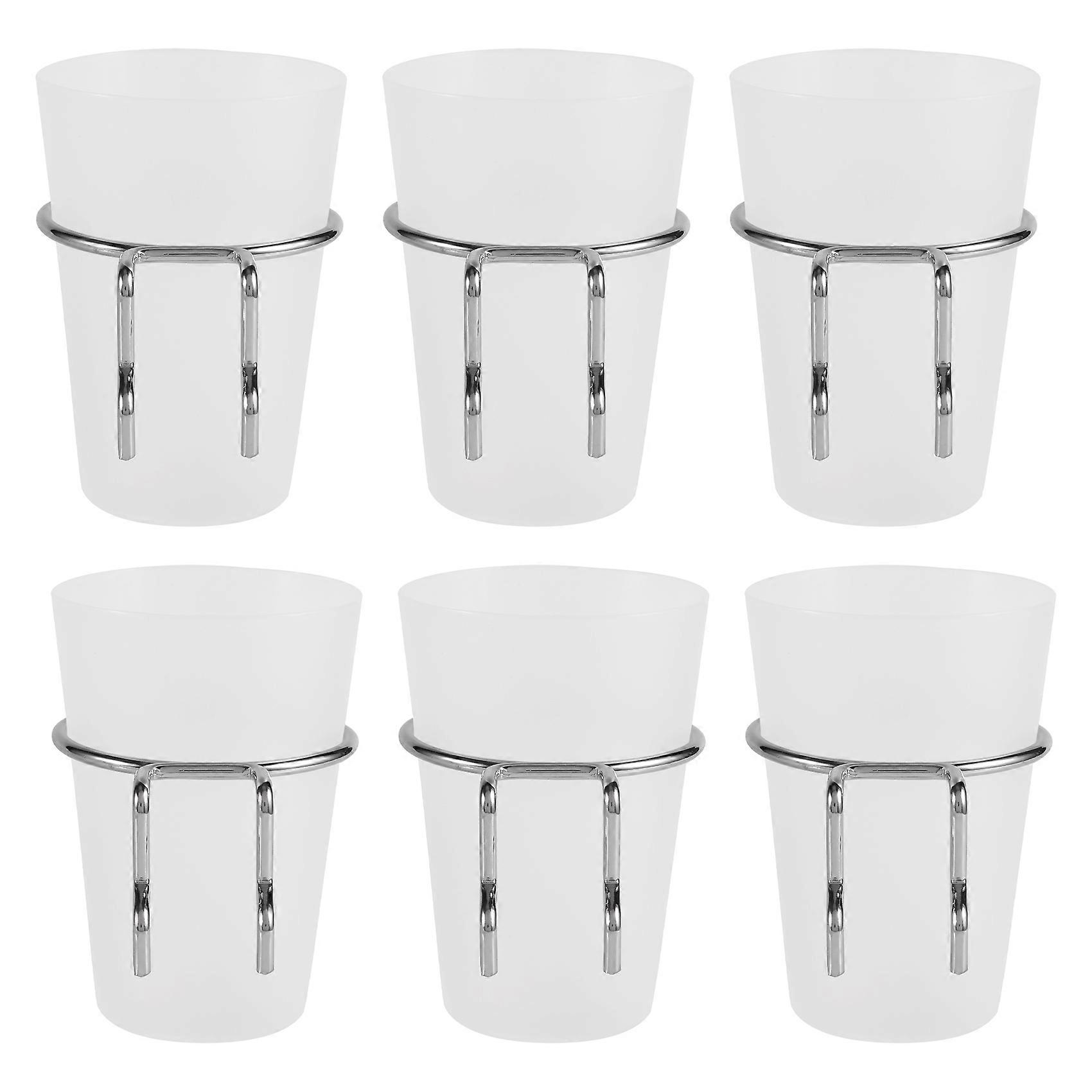 6 Sets Bins with Rings Style Hooks with Cups Cup Holder Accessories Transparent
