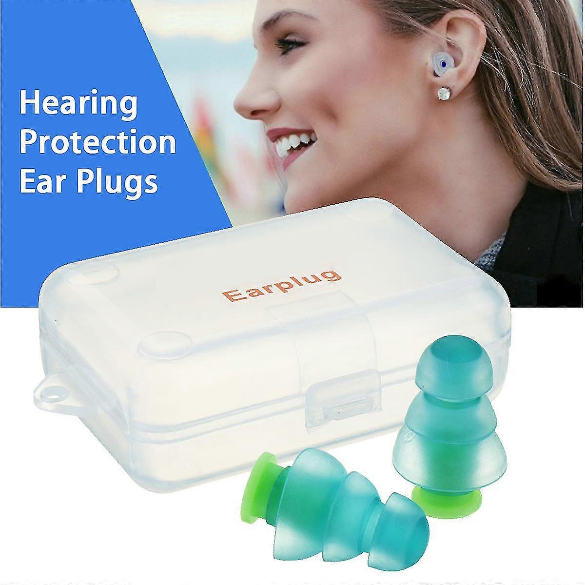2x Silic Ear Plugs Cancelling Earplugs Protector Sleep Reusable