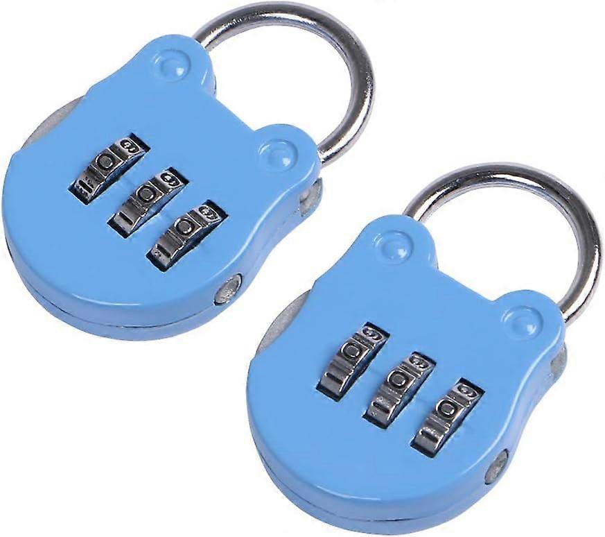 3 Digit Combination Padlock, Luggage Lock, Resettable Combination Lock, Small, Great for Suitcases, Lockers, Portable, 2-Pack (Blue)