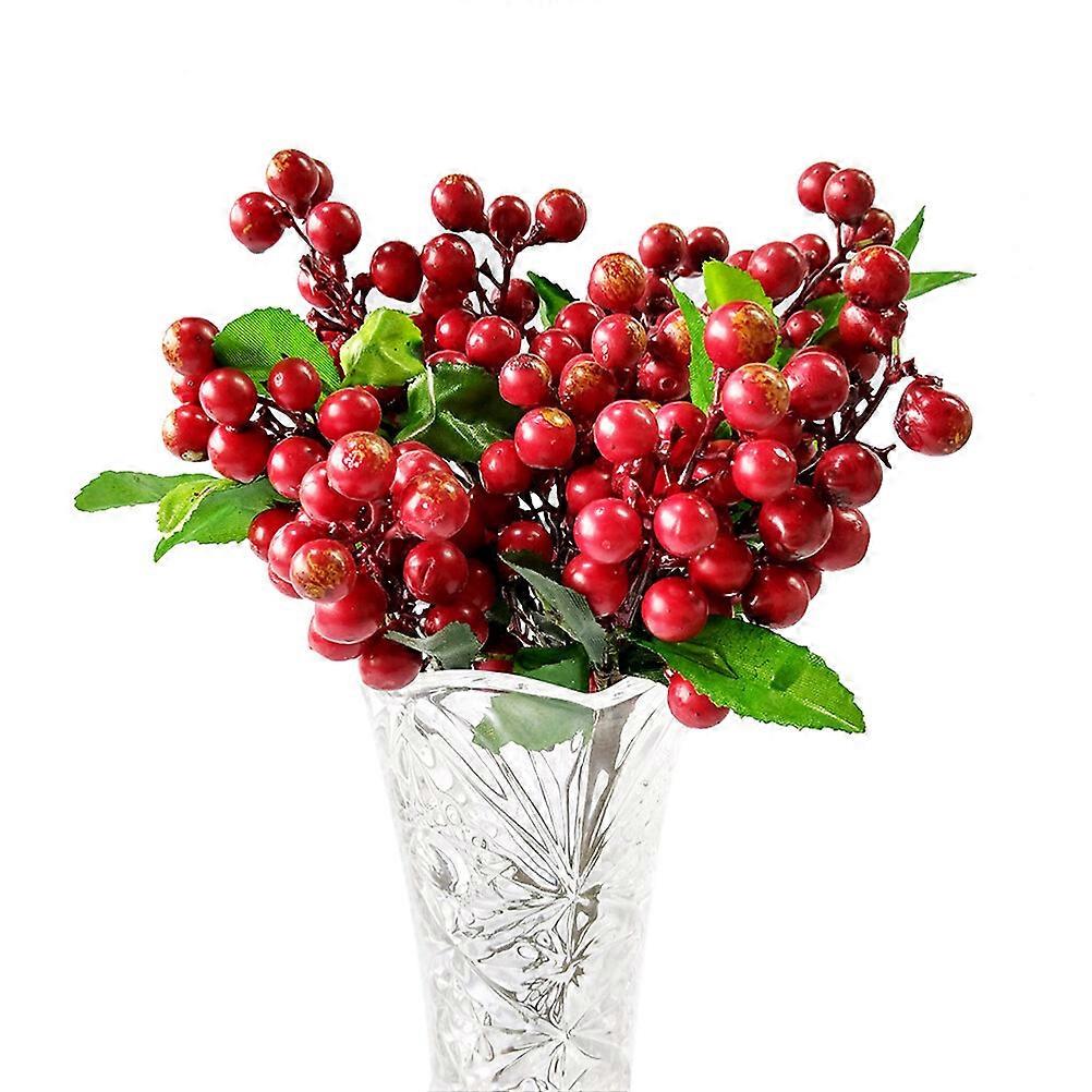 Strawberry Plants Fake Decorative Fruit Simulation Flowers Berries Spray Artificial Berries Stem Branch