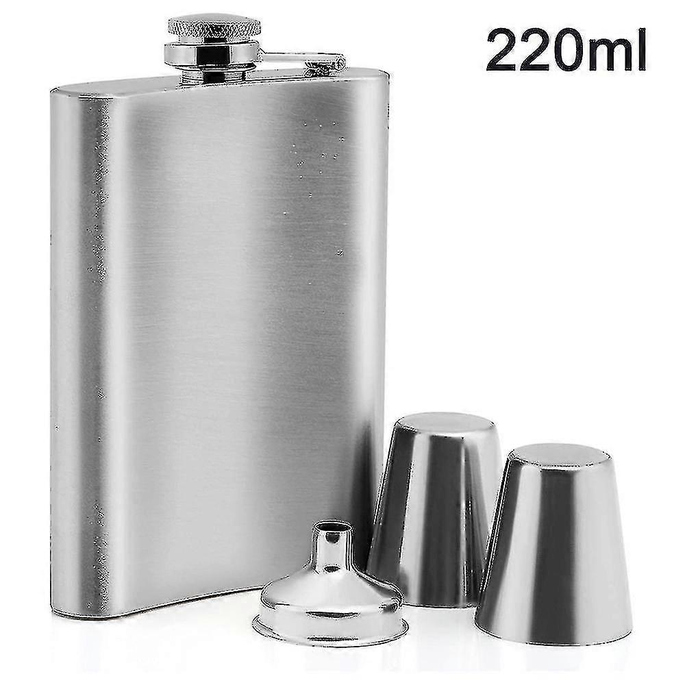Hip Flask Made Of Stainless Steel With 2 Schnapps Cups And A Filling Funnel In A Set, In A Gift Box, With Screw Cap, Pocket Bottle Fiis