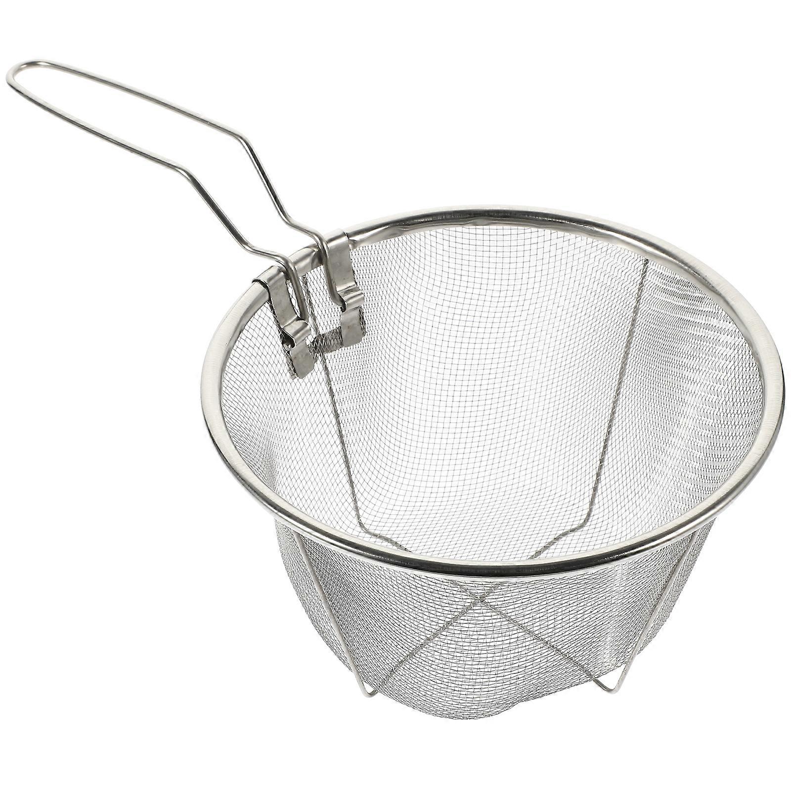 1Pc Stainless Steel Frying Basket Practical Folding Fried Basket Strainer