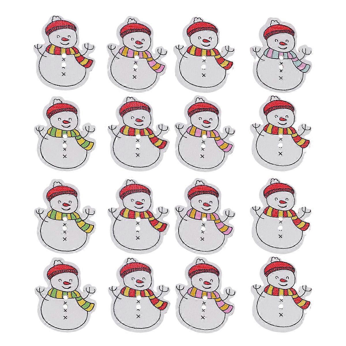 50 Pcs Yule Decor Xmas Snowman Buttons Buttons Bulk Wooden Buttons Buttons Sewing