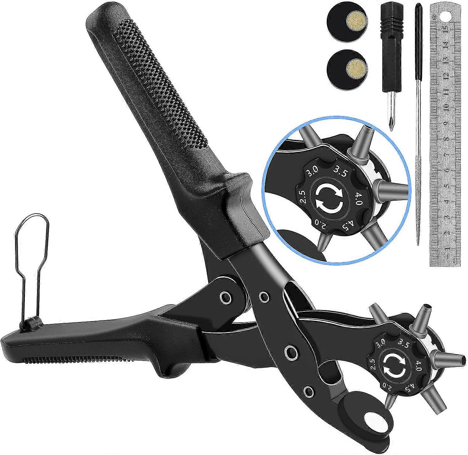 جلد ثقب لكمة، [نسخة مطورة][مجموعة كاملة مثالية] حزام اللكم، الثقيلة واجب الدوران Plier