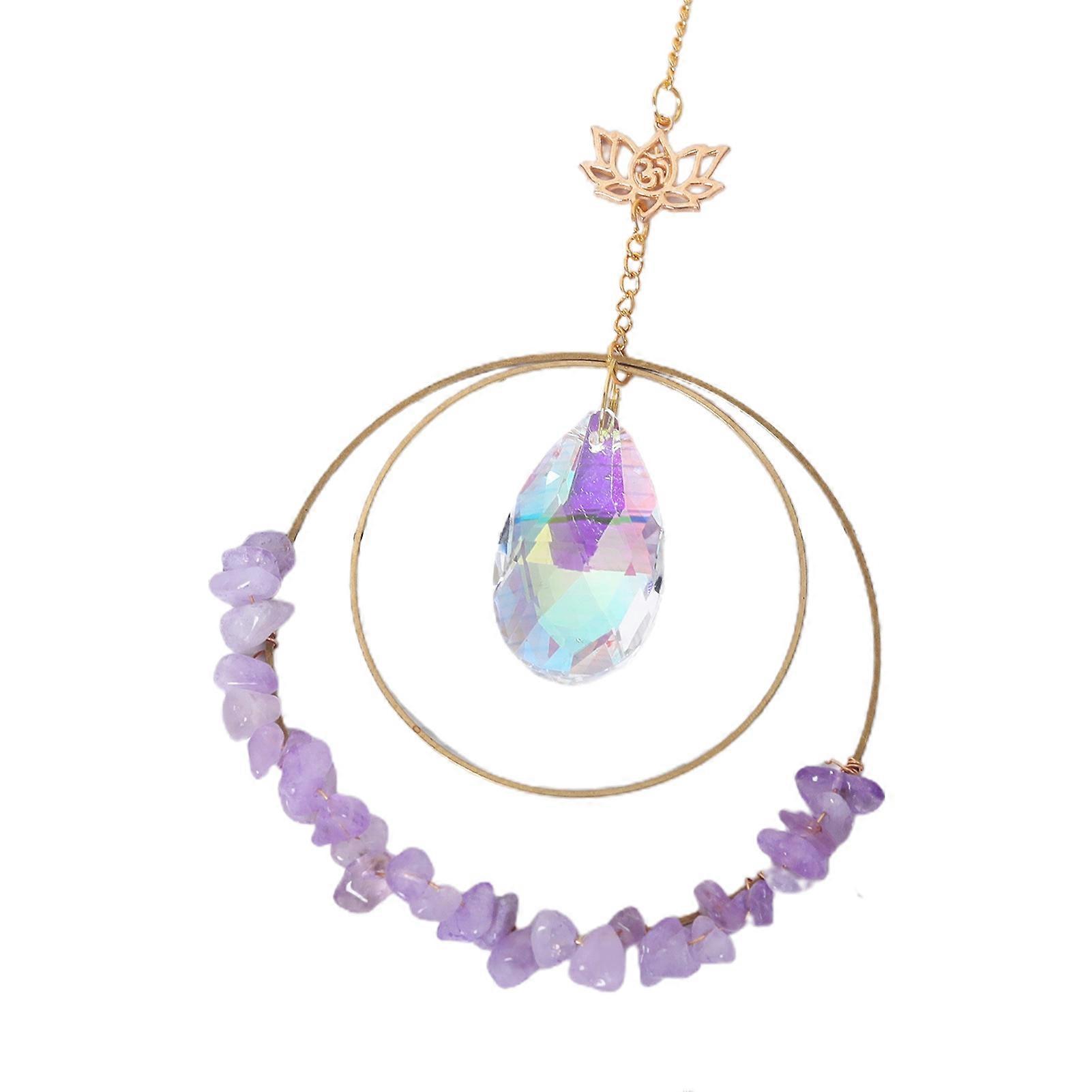 Sun Catcher Exquisite Reflective Faux Crystal Double Ring Lotus Prism Rainbow Maker for Garden