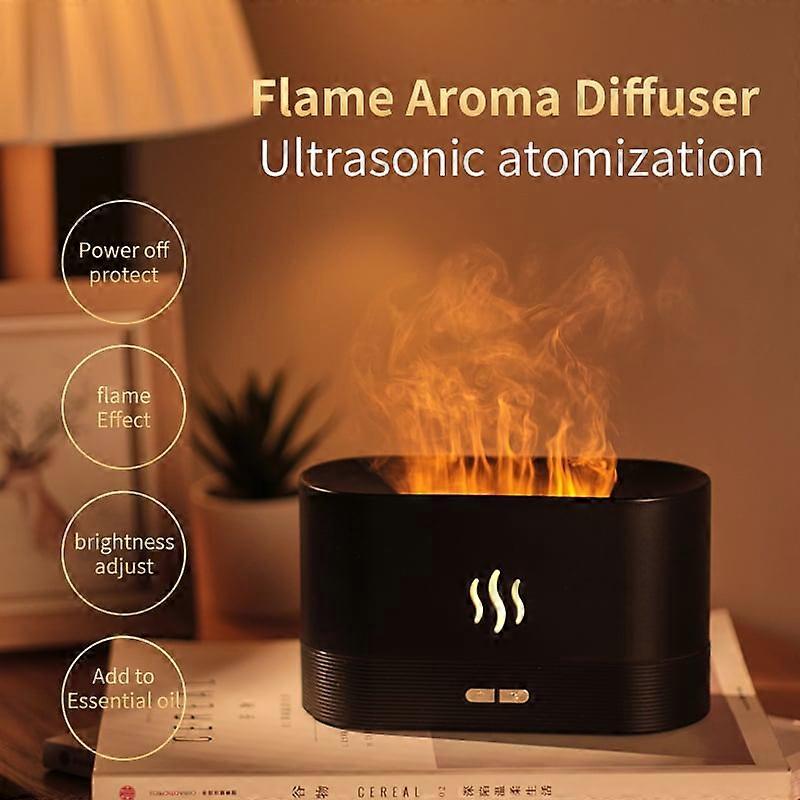 Essential Oil Diffuser With Flame Night Light, 180ml Silent Aromatherapy Atomizing Humidifier, Essential Oil Diffuser With Automatic Safety Switch