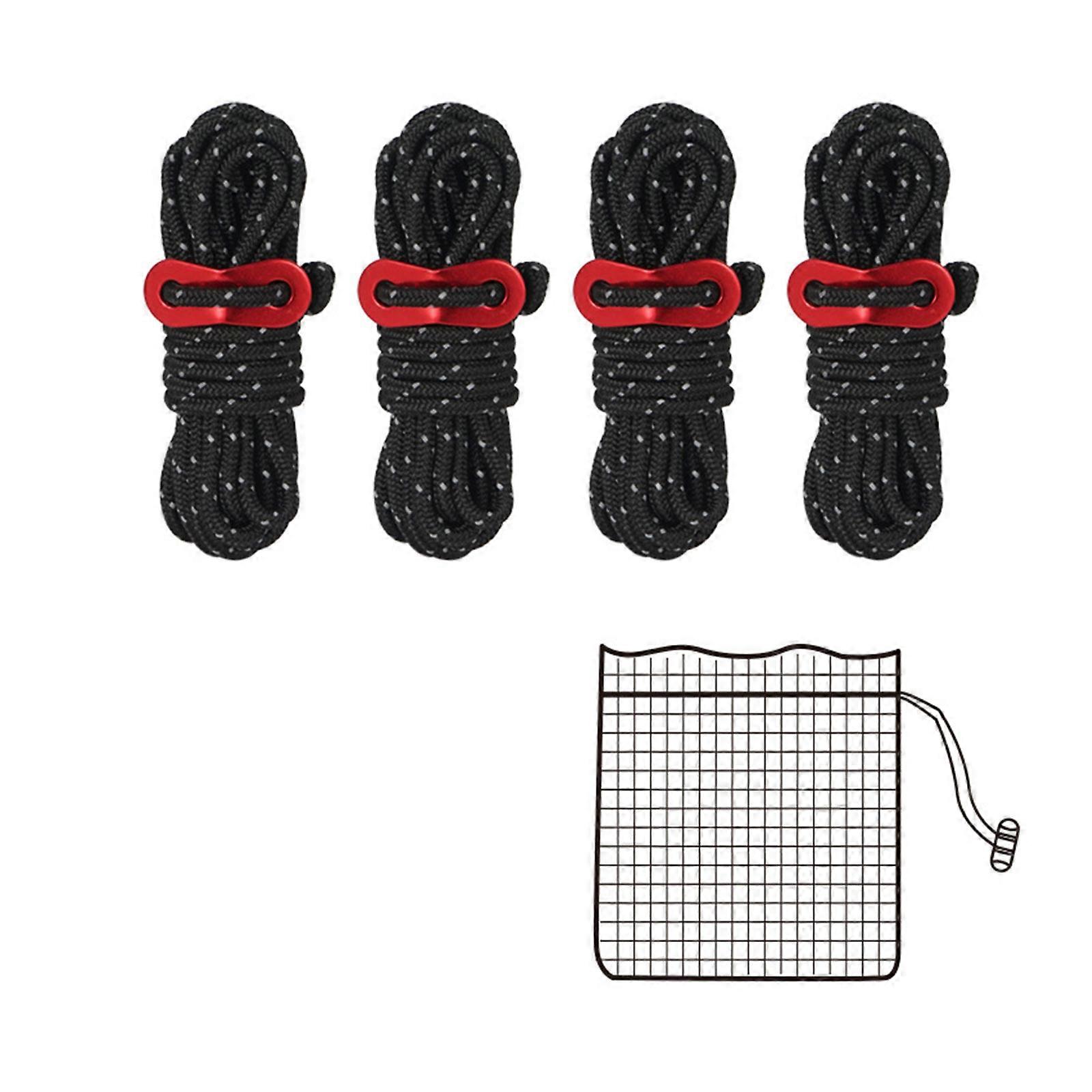 Durable and Easy to Use Camping Rope with Reflective Design and Aluminum Alloy Buckles - 4mm Guy Lines for Tents