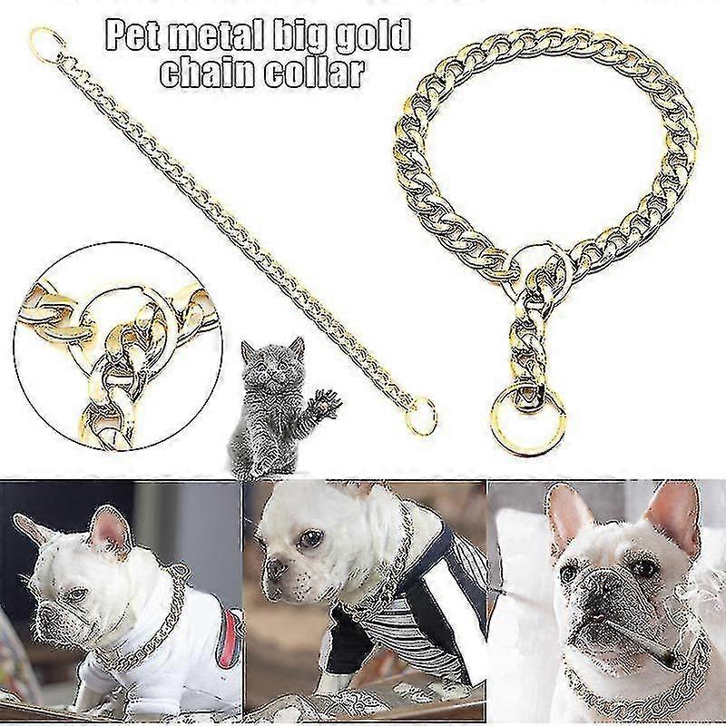 Link-ul gros lanț de aur Animale de companie de siguranță Guler Pet Dog reglabil lanțul Guler Punk gold plated Coliere