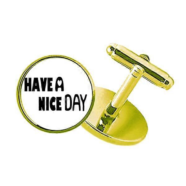 英語の見積もりデザインニースの日がちりばめられたビジネスメタルカフリンクスゴールデン