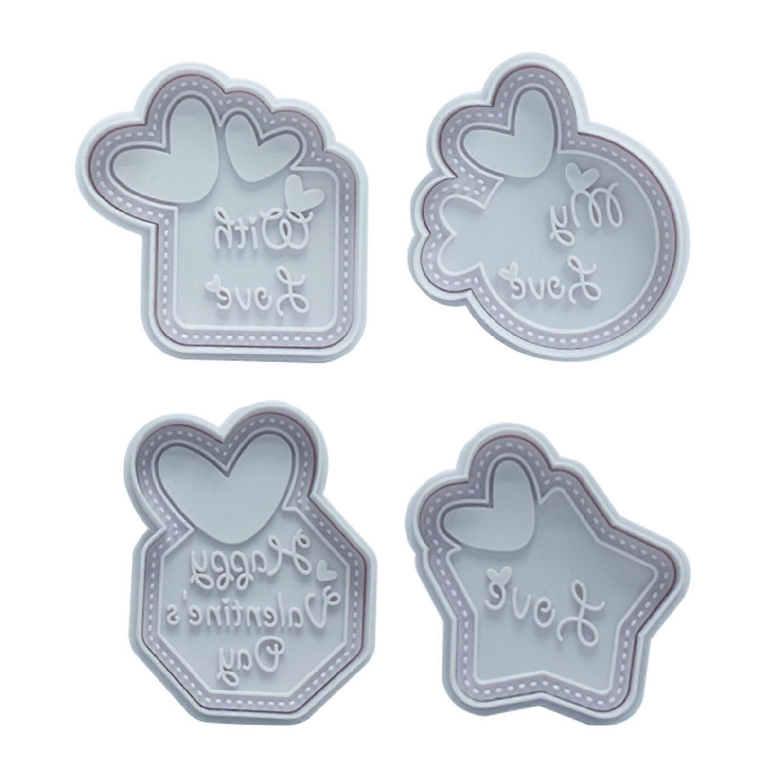 4 pièces Mini Sugar Cookie Cutter Set Valentines Day Cookie Mould Embossing Tool