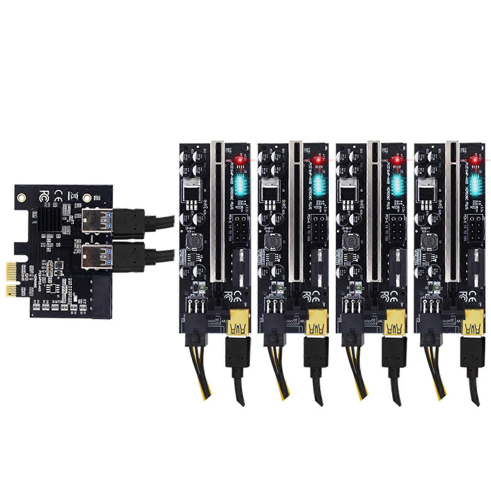 PCI-E 1x to 16x Riser Card PCI-Express 1 to 4 Slot PCIe USB3.0 Adapter Port