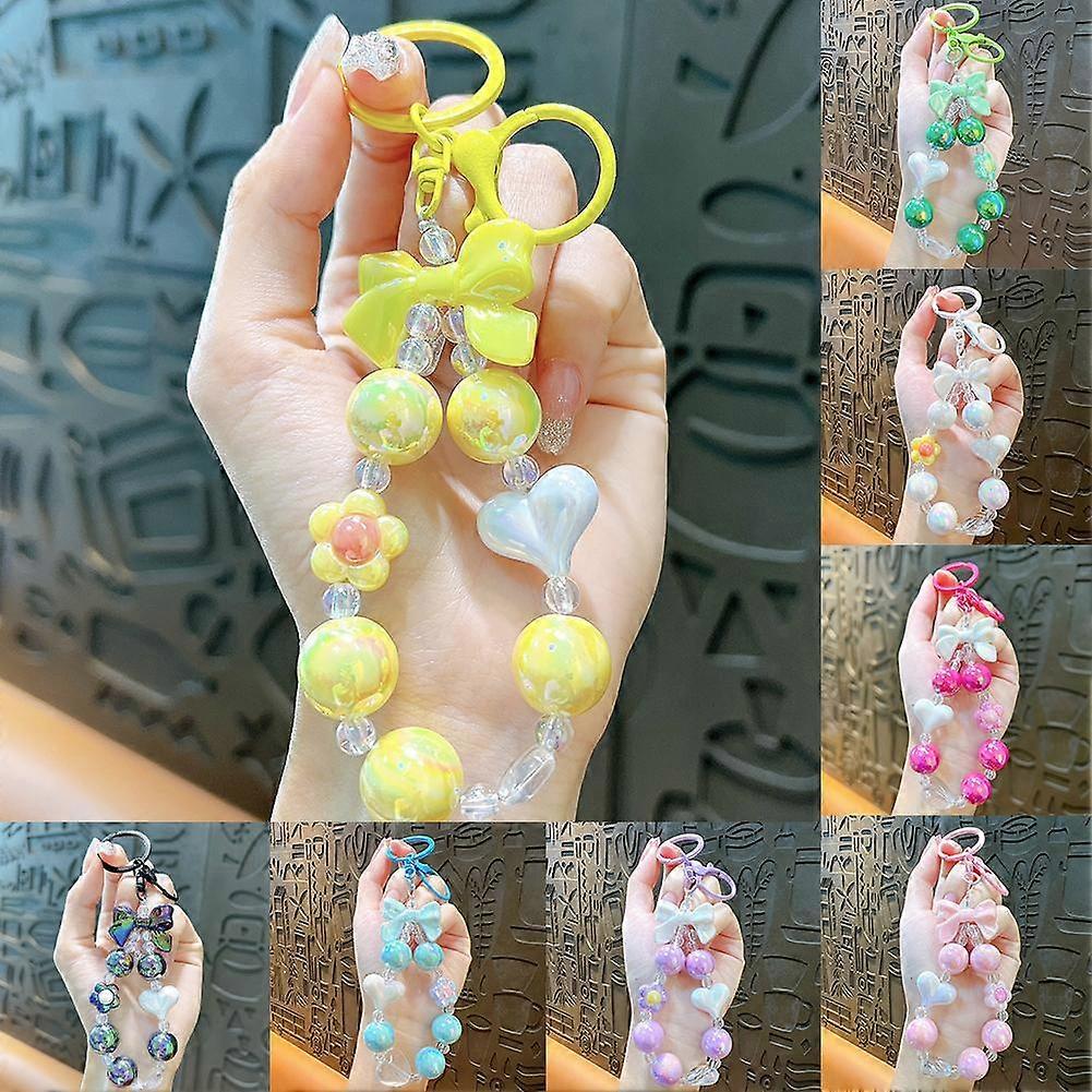 الإبداعية الحلوى لون مطلي مطرز سلسلة المفاتيح القوس الحب حقيبة سلسلة المفاتيح قلادة صغيرة