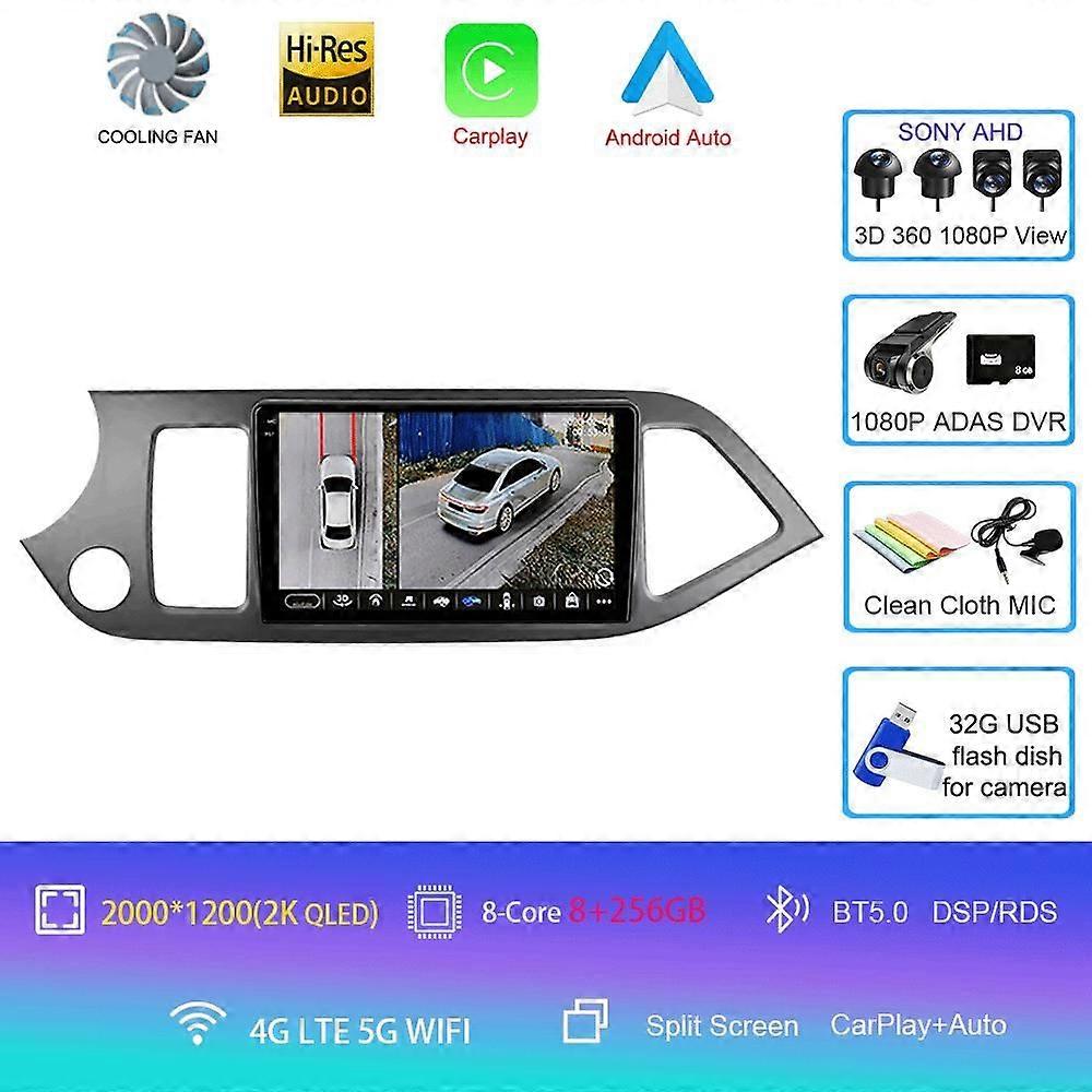 Radio auto Android 14 Carplay Wifi+4g Pentru Kia Picanto Dimineața 2011 2012-2016 Navigație Gps Multimidia Video Player Head Unit Dsp