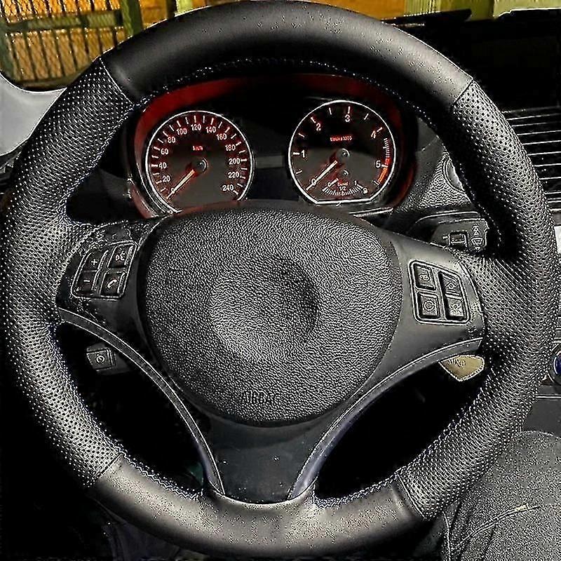 Bil Rattkåpa Svart Konstläder Handsydd För BMW E90 E91 E92 E93 E87 E81 E82 E88 X1 E84 Biltillbehör