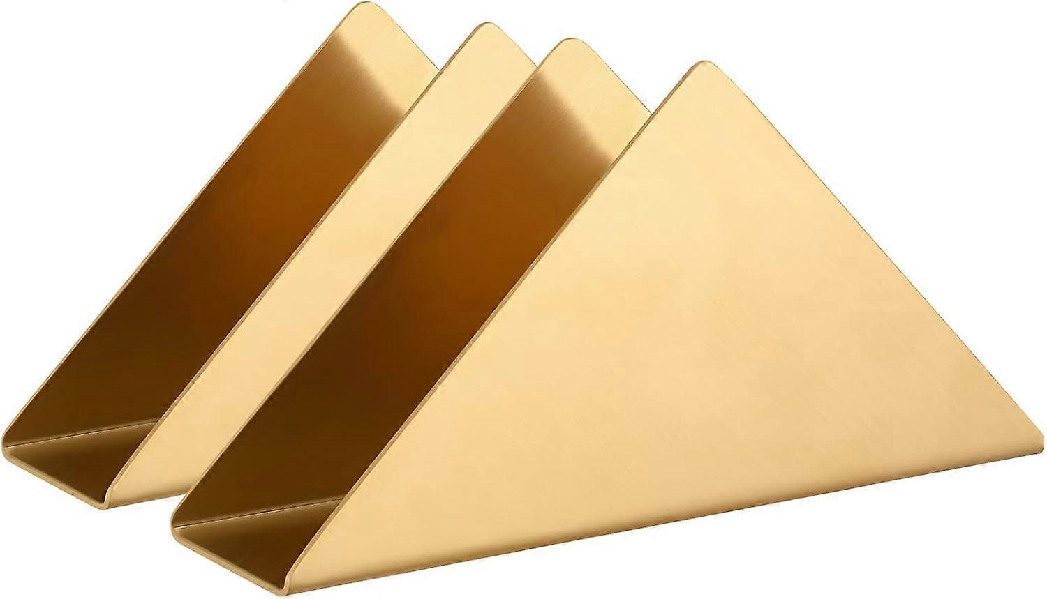 Golden Stainless Steel Napkin Holder Set of 2, Modern Triangle Design for Dining Tables, Durable and Stylish Decor