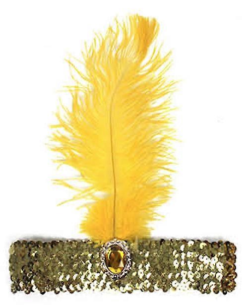 WIDE FLAPPER HEADBAND Feather Sequin Costume Gatsby Charleston Headpiece 1920s 