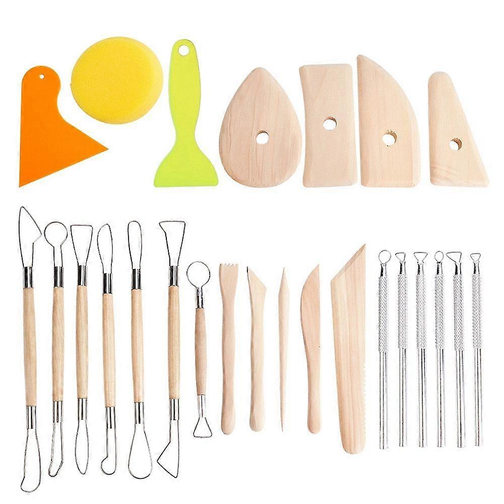 1Box DIY Craft Tools with Plastic Scraper Tool Sculpture Clay Tools Sculpture Carving Hand Tools Kit Mixed Color 250x165x70mm
