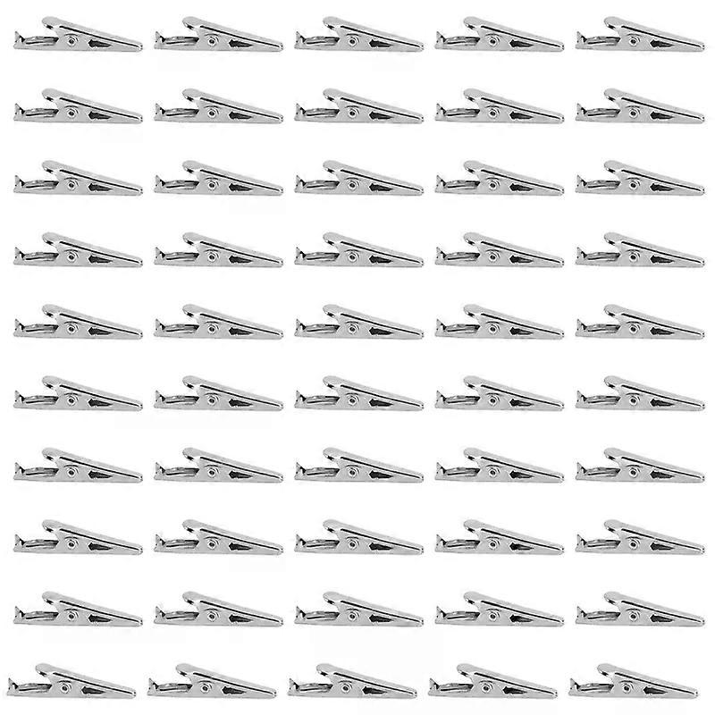 50 pinzas de cocodrilo de metal plateado