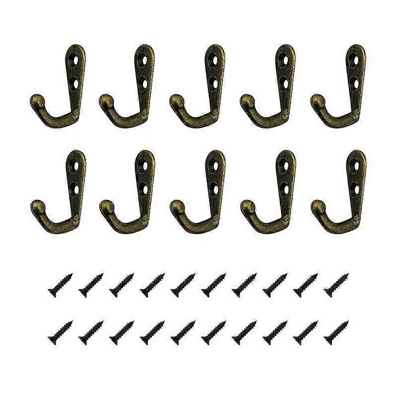 10Pcs Vintage Wall Mounted Single Prong Hook Retro Mini Size Bronze Hangers for Clothes Keys Hat Towel Robe Bathroom Hooks