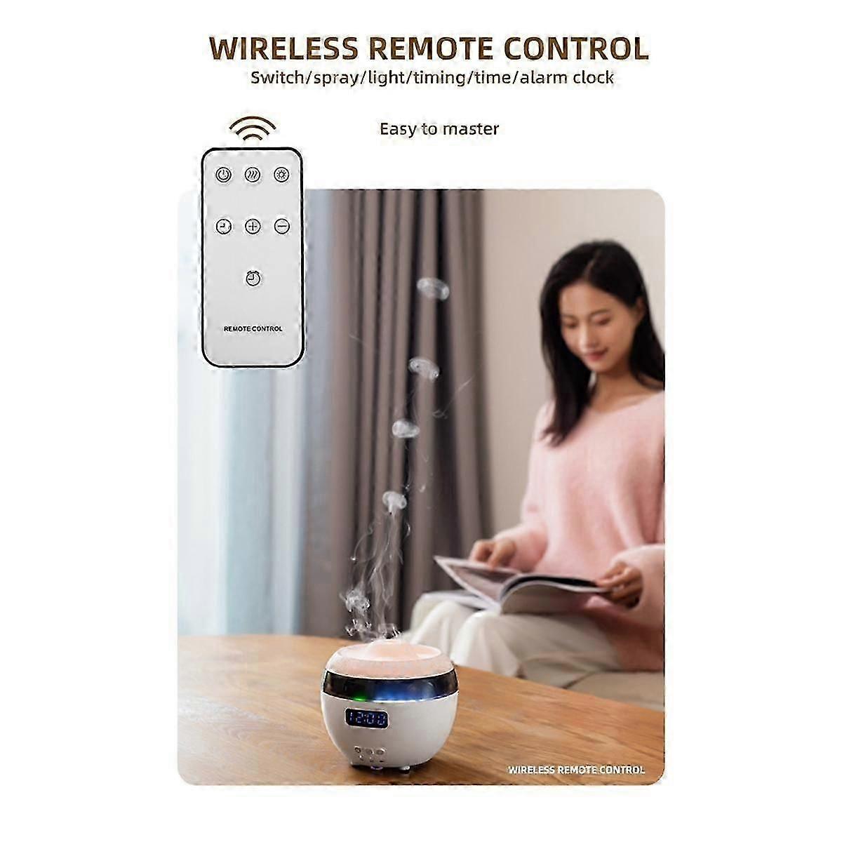Dynamic Humidifier Home Desktop Digital Display Clock Wireless Remote Control Essence Oil Aromatherapy Machine EU Plug B