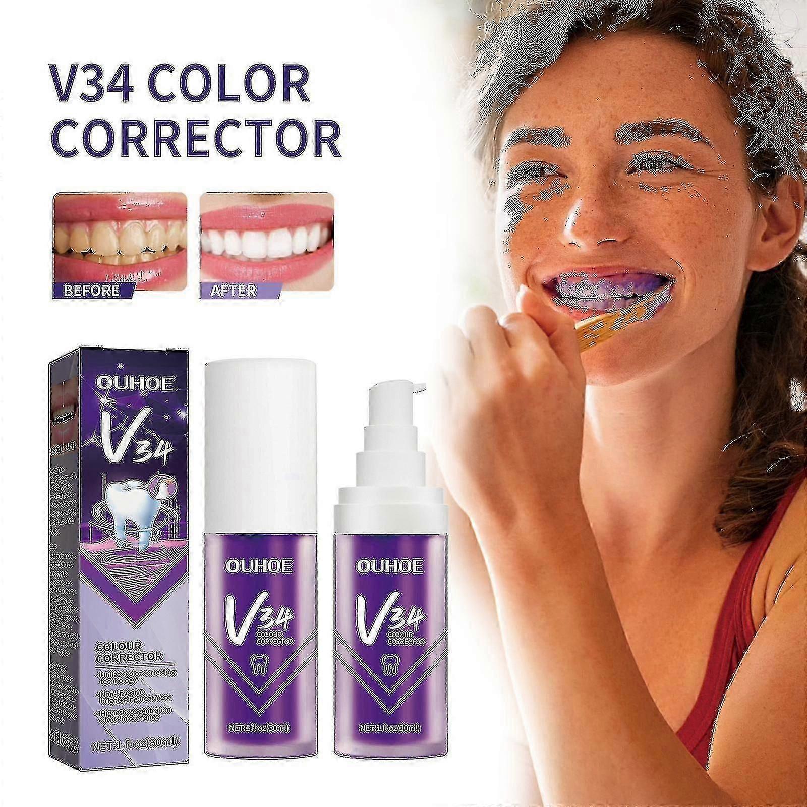 OUHOE V34 violet blanchiment dentifrice tartare jaune fumée réparation dents nettoyage buccal blanchiment t
