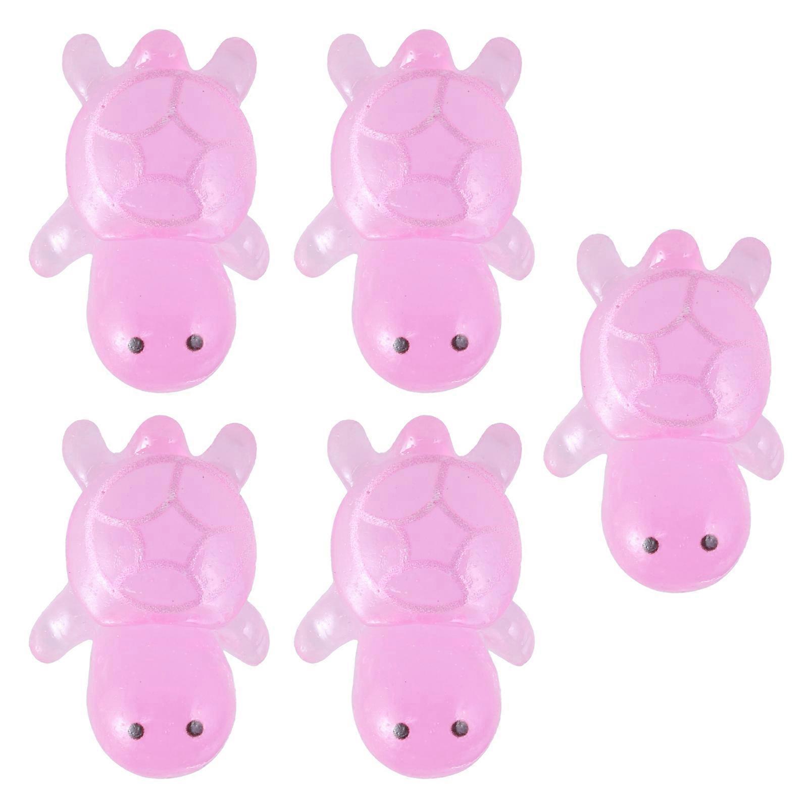 5Pcs Luminouses Mini Turtles Resins Miniatures Turtles Glowing in Dark Fairys Garden Decorations DIY Cute Desk Purple