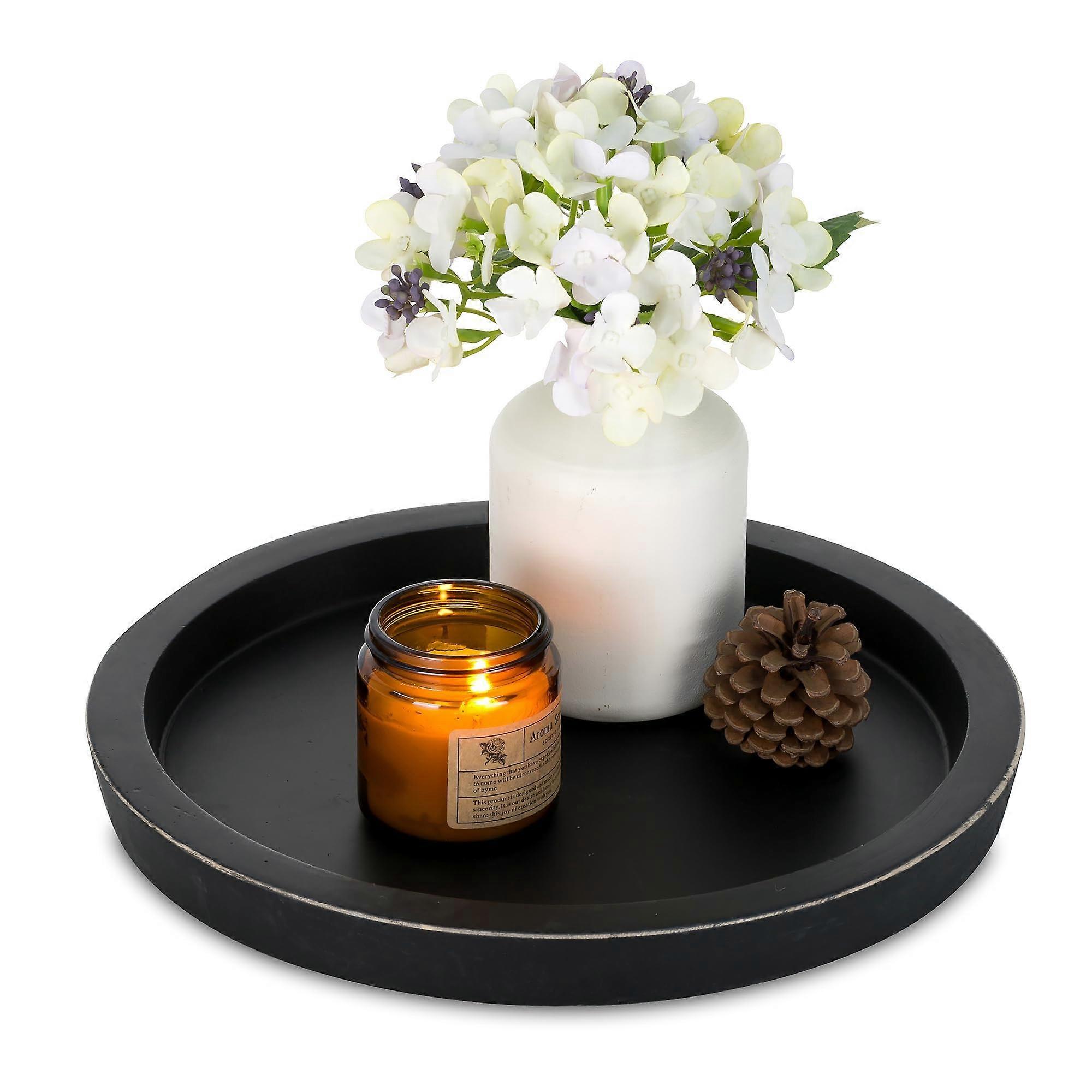 Round wooden tray
