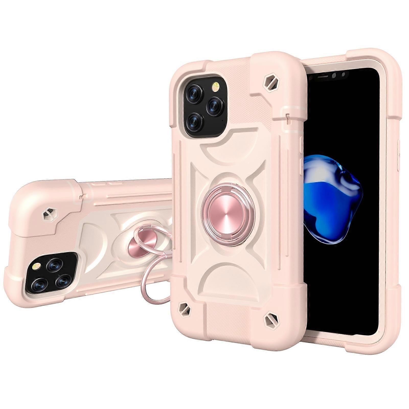 For iPhone 12 mini Shockproof Silicone + PC Protective Case with Dual-Ring Holder
