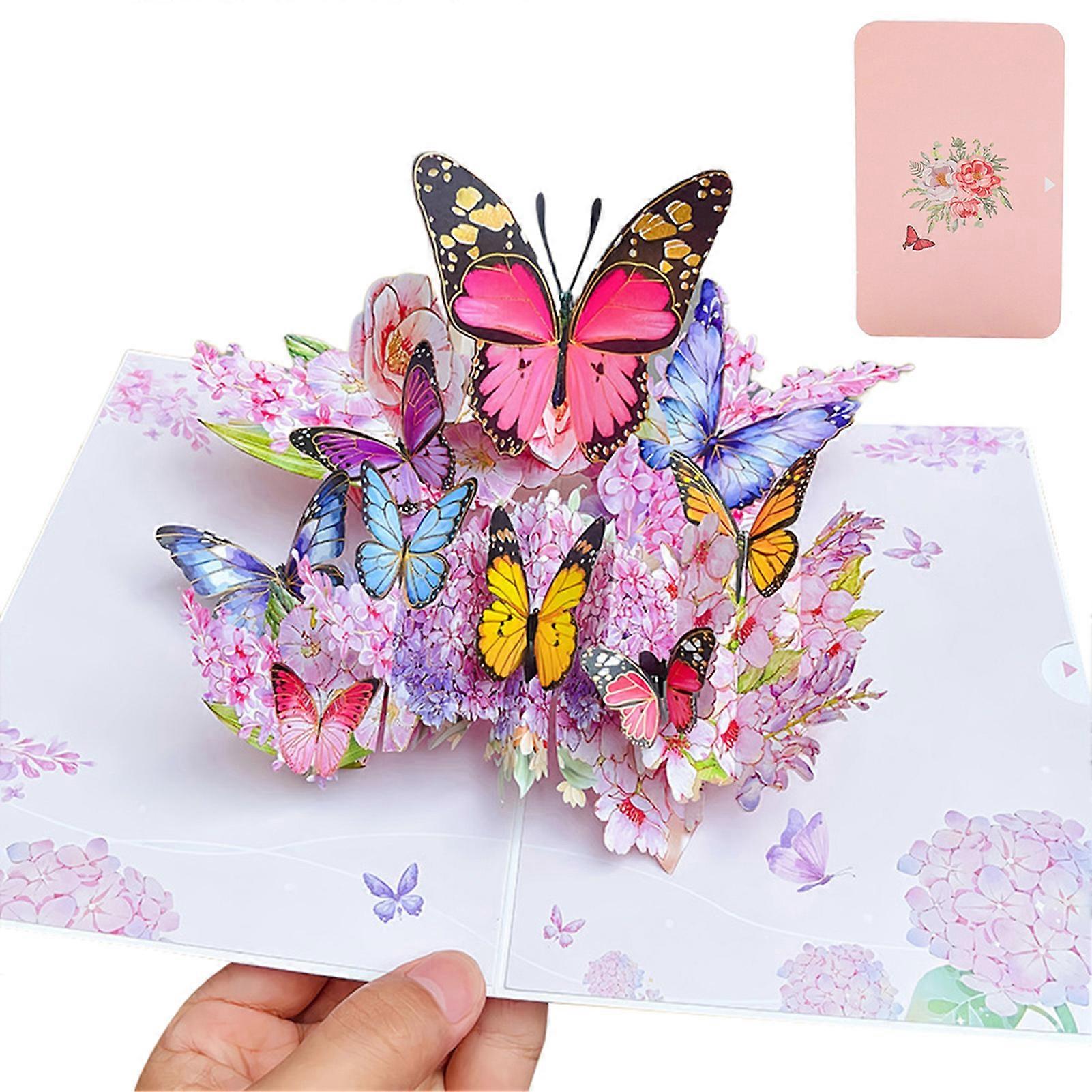 Beautiful Day Butterflies Flowers 3D Pops-Up Card Hand-made Personalized 3D Butterflies Birthday Card Birthday Present