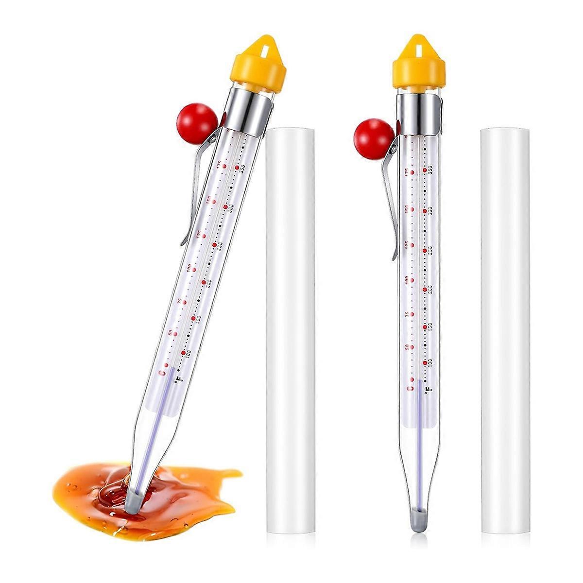 2Pcs Candy Thermometer with Pot Clip 8inch Deep Fry Oil Thermometer Instant Read Cooking Food Therm