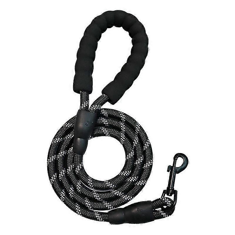 Dog Leash Rope, Nylon Dog Leash with Soft Padded Handle and Reflective Threads, 1.5m Strong Dog Leash for Medium and Large Dogs, Black