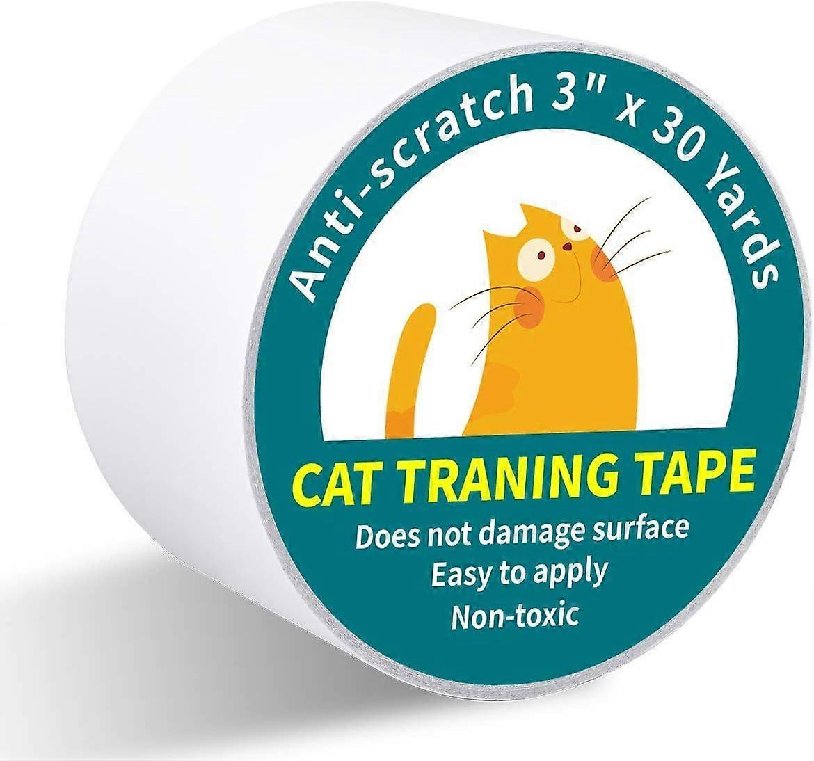 Anti Cat Scratch Tape, 3 inches x 30 Yards Cat Training Tape, 100% Transparent Clear Double Sided Cat Scratch Deterrent Tape, Furniture Protector for
