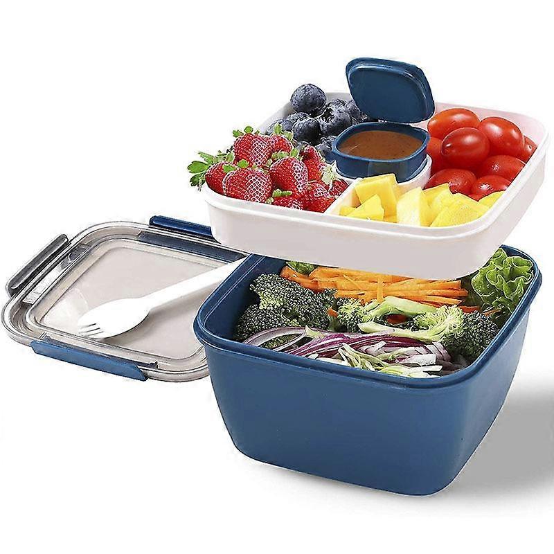 1100ml 1500ml Portable Lunch Box Container 2 Layer Grid Salad Bowl Bento Boxes Salad Bowls Lunch Box Lunch Container for Food