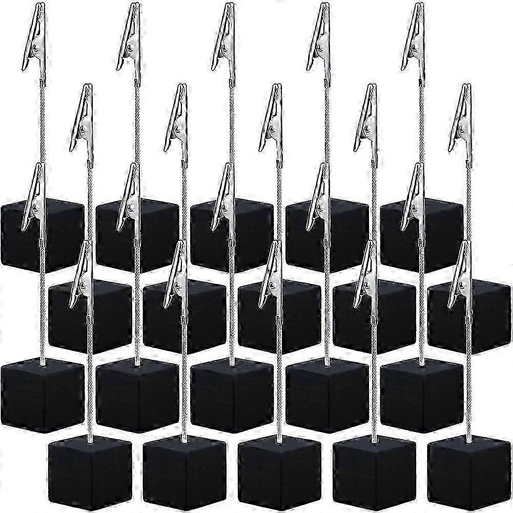 20 pièces cube base mémo porte-clip avec pince crocodile base en bois table numéro support cube base place carte porte
