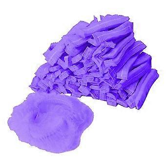 100 Pieces Net Bouffant Cap Non Woven Dustproof  Purple