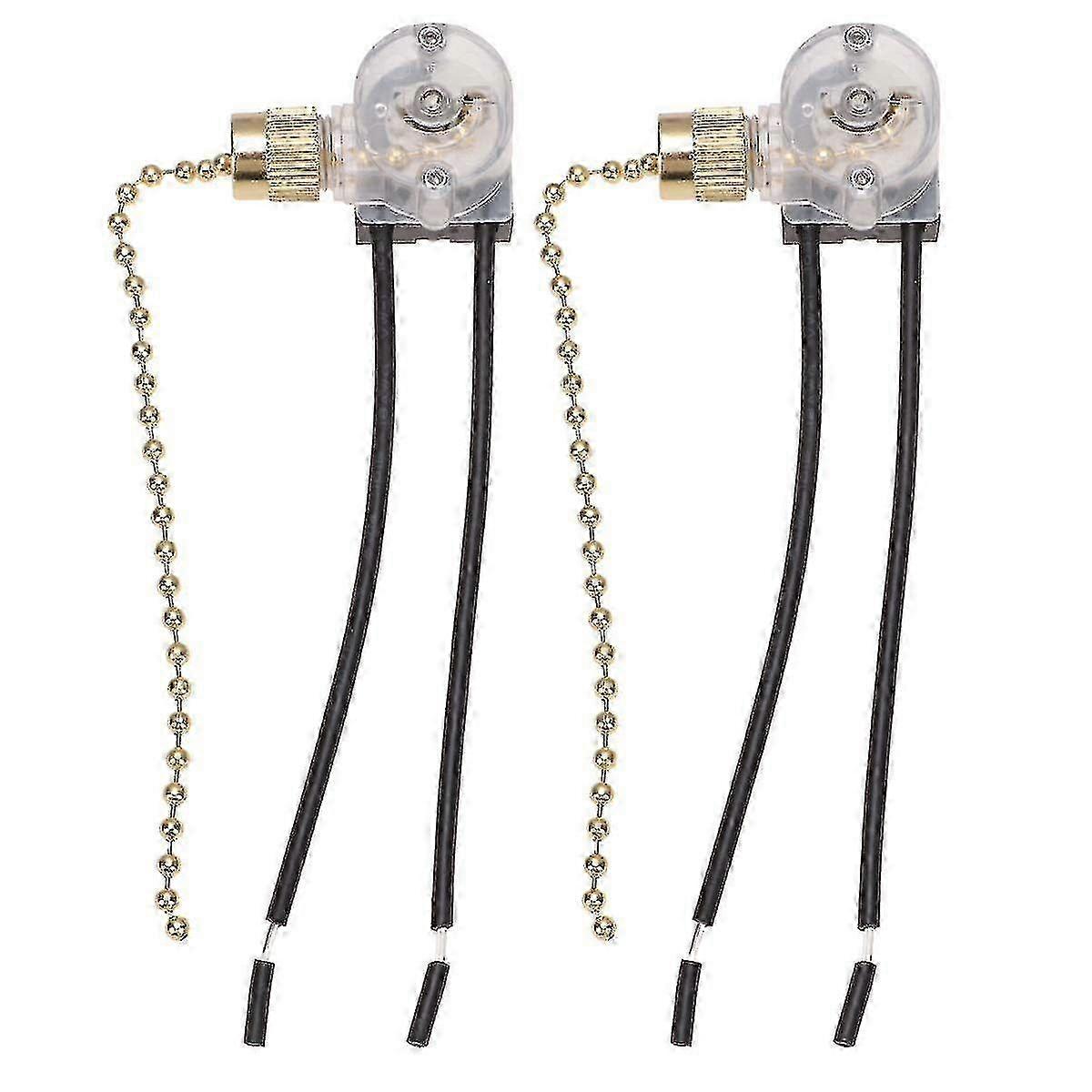 2pcs Ceiling Fan Switches Fan Pull-chain Operator Ceiling Lamp Switch Replacement Part For Home School Office (2 Modes) - FFY